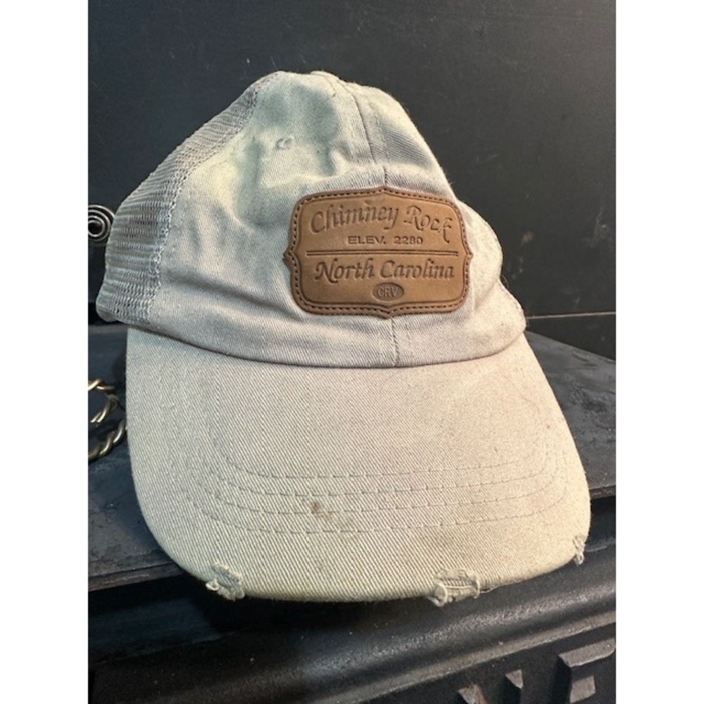 J Hats Chimney Rock North Carolina Souvenir Trucker Hat Tan Mesh Snapback Cap